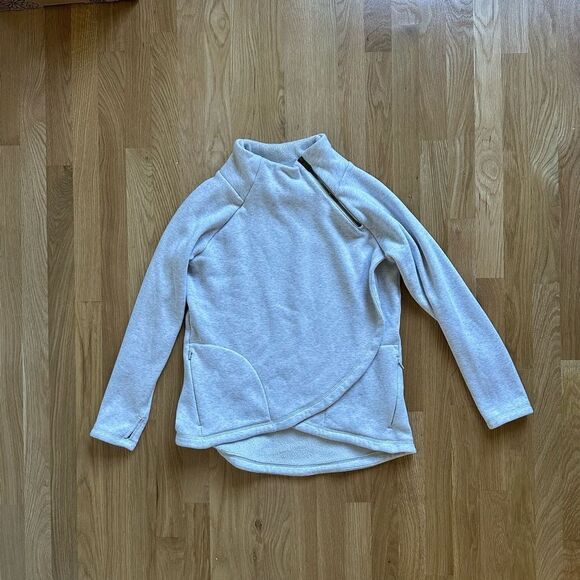 Athleta | cozy karma asymmetrical pullover in light gray - Picture 2 of 3